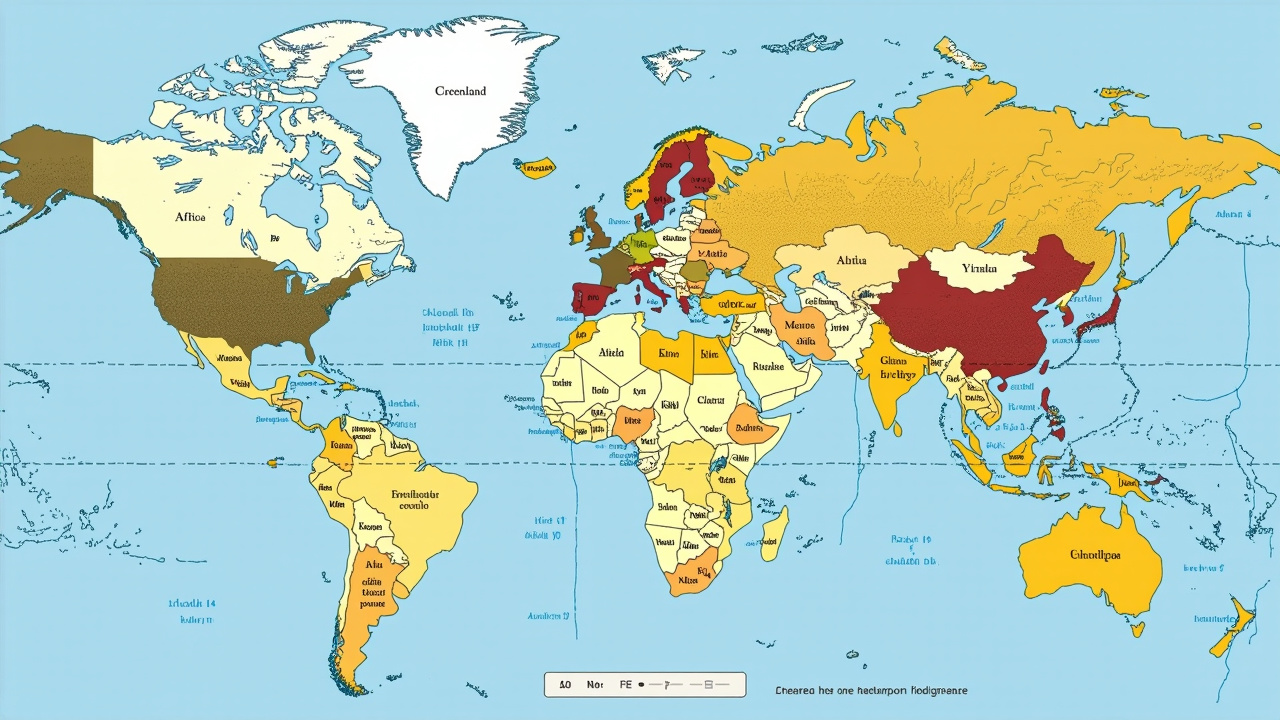 传统墨卡托投影世界地图与真实比例对比